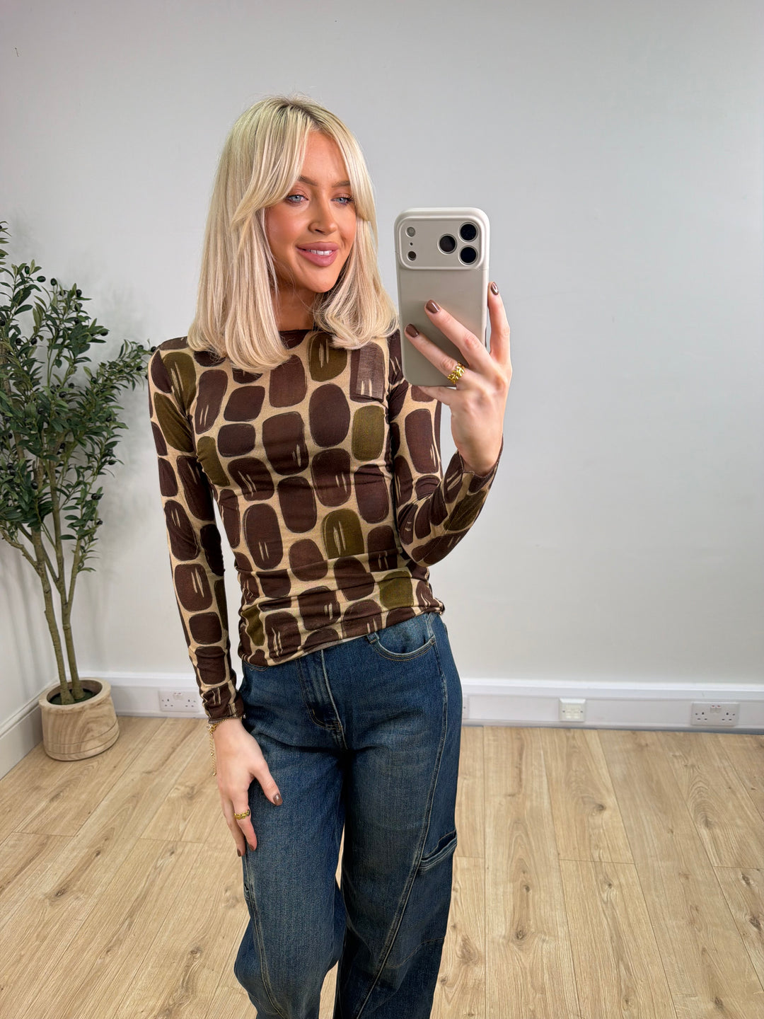 Cashmere Blend Top - Retro Geo