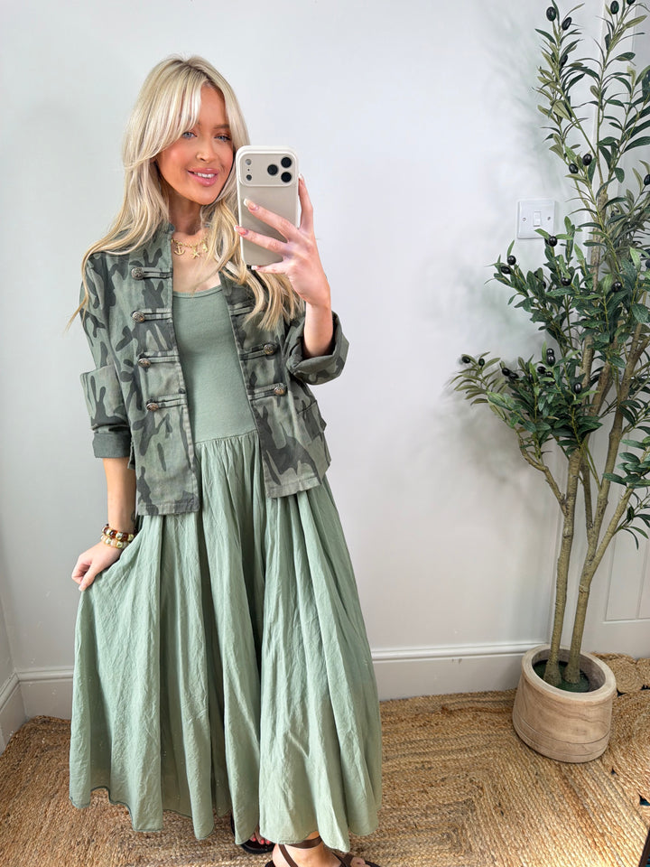 Lydia Denim Camo Jacket - Green