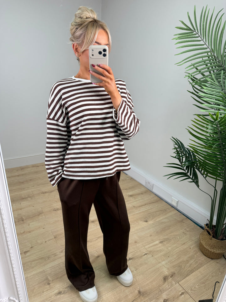 Vera Stripe Sweatshirt - Chocolate