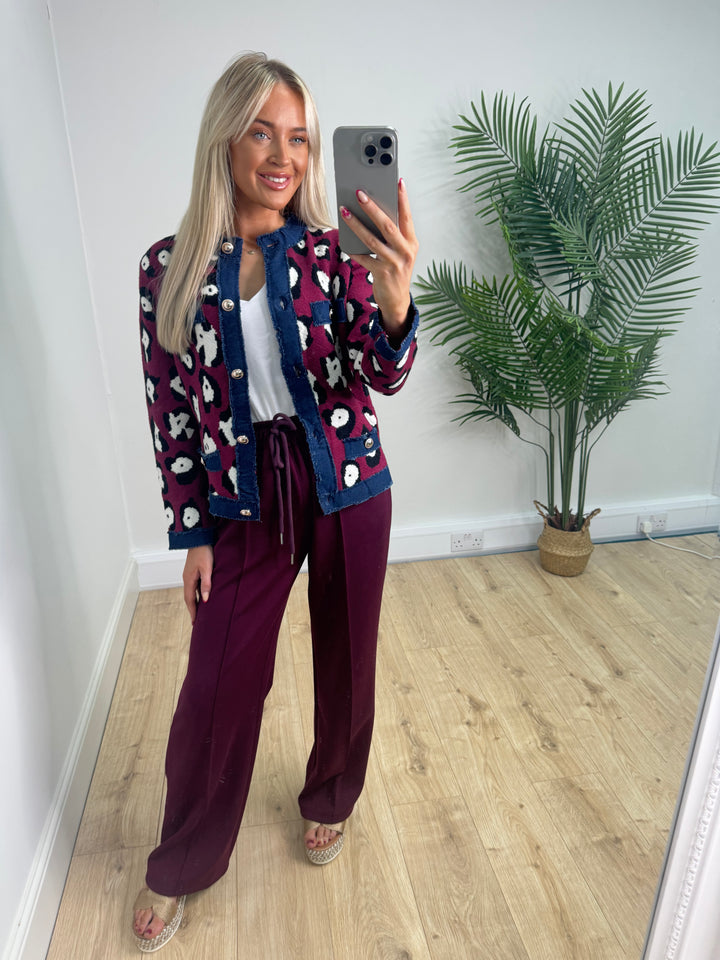 Freya Leopard Jacket - Burgundy