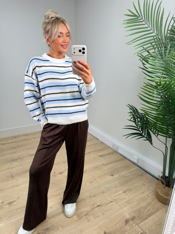 Melanie Knit - Blue & Chocolate