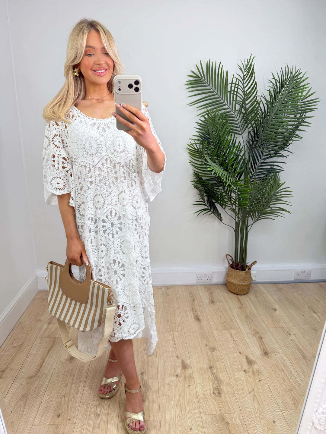 Ruby Crochet Dress - White