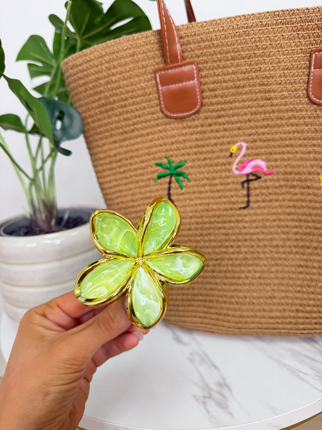 Flower Clip - Lime