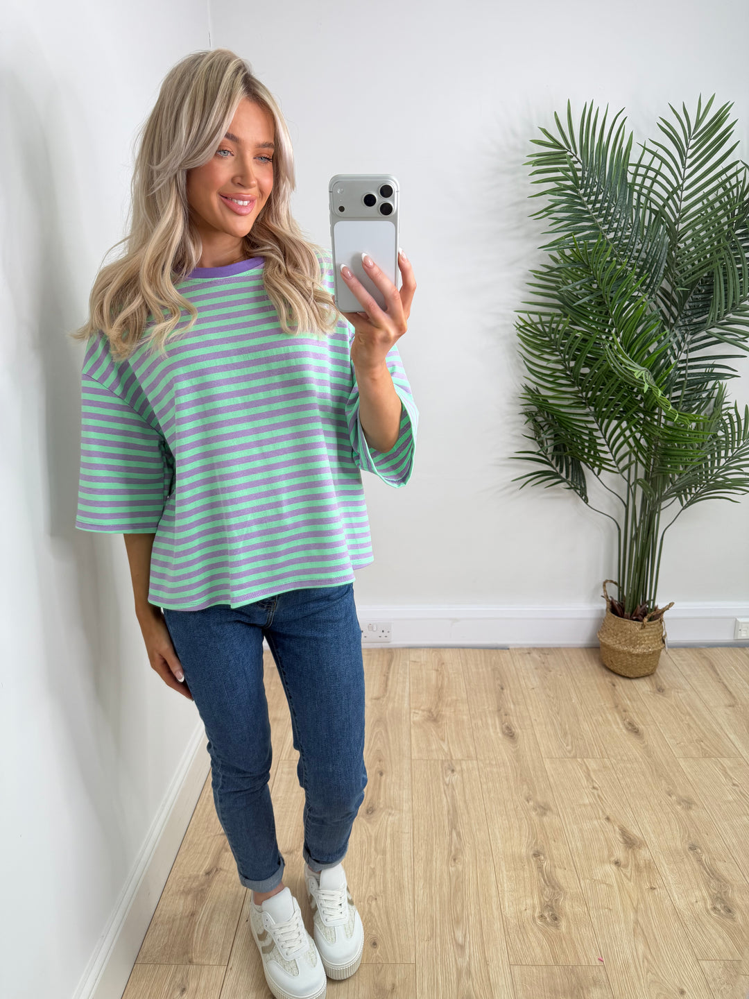 Stripe Tee - Lilac & Mint