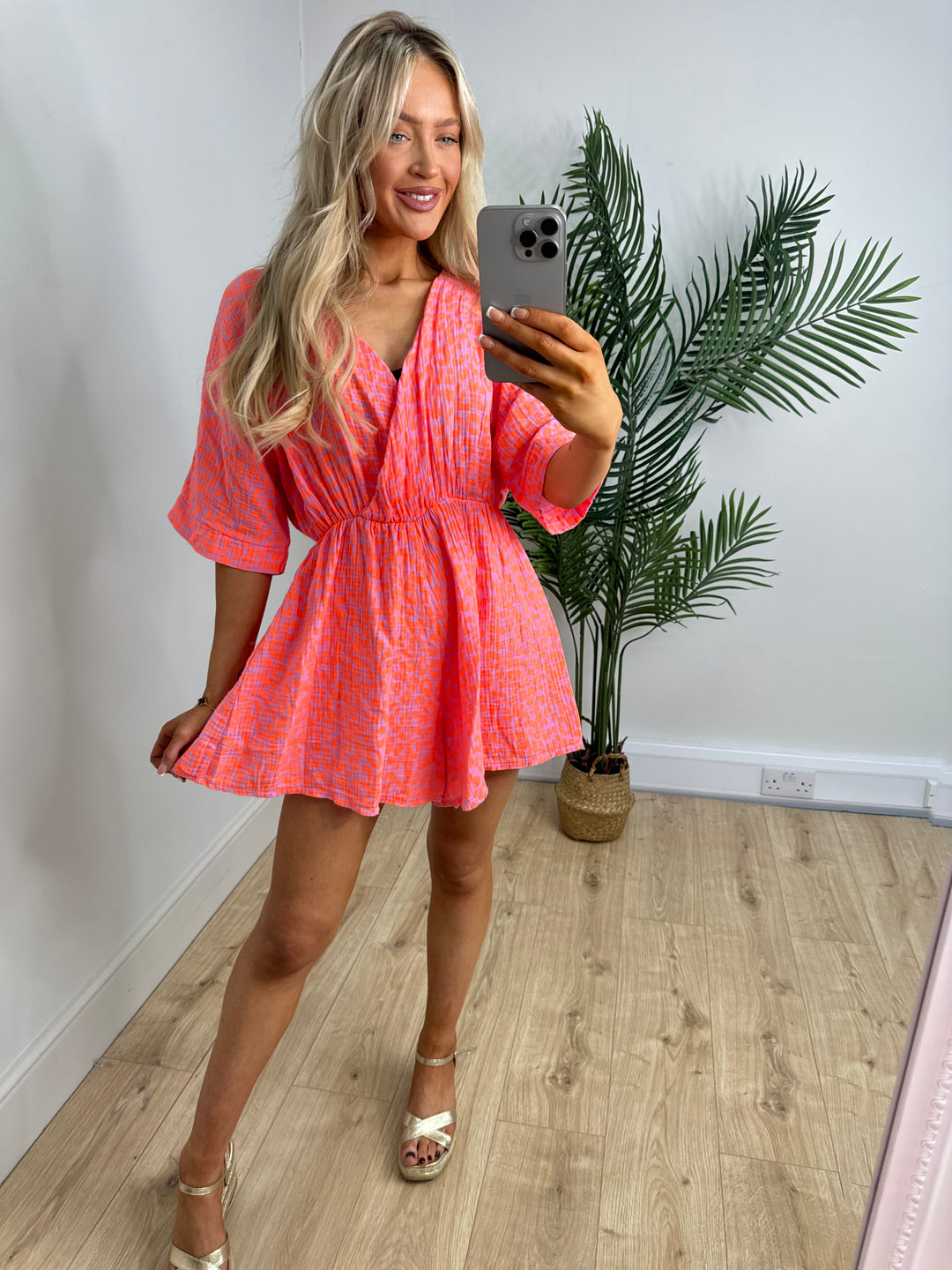 Romy Playsuit - Orange Leopard