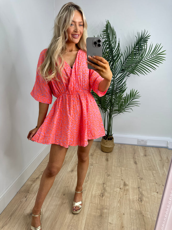 Romy Playsuit - Orange Leopard