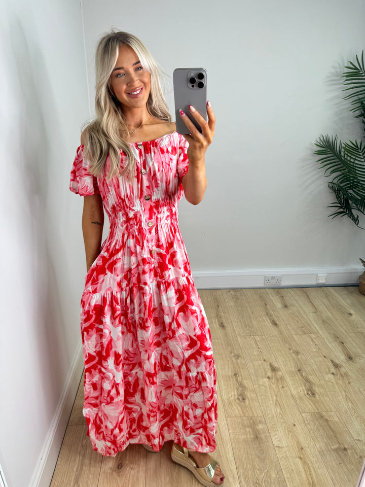 Lucie Magic Maxi Dress - Pink & Red