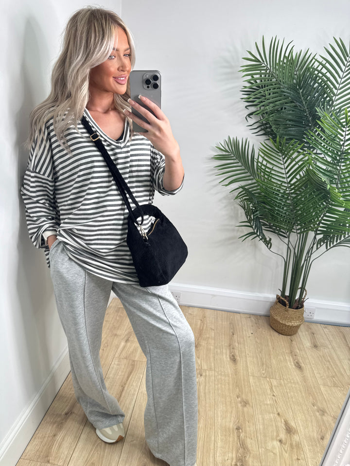 Florence Stripe Tee - Grey