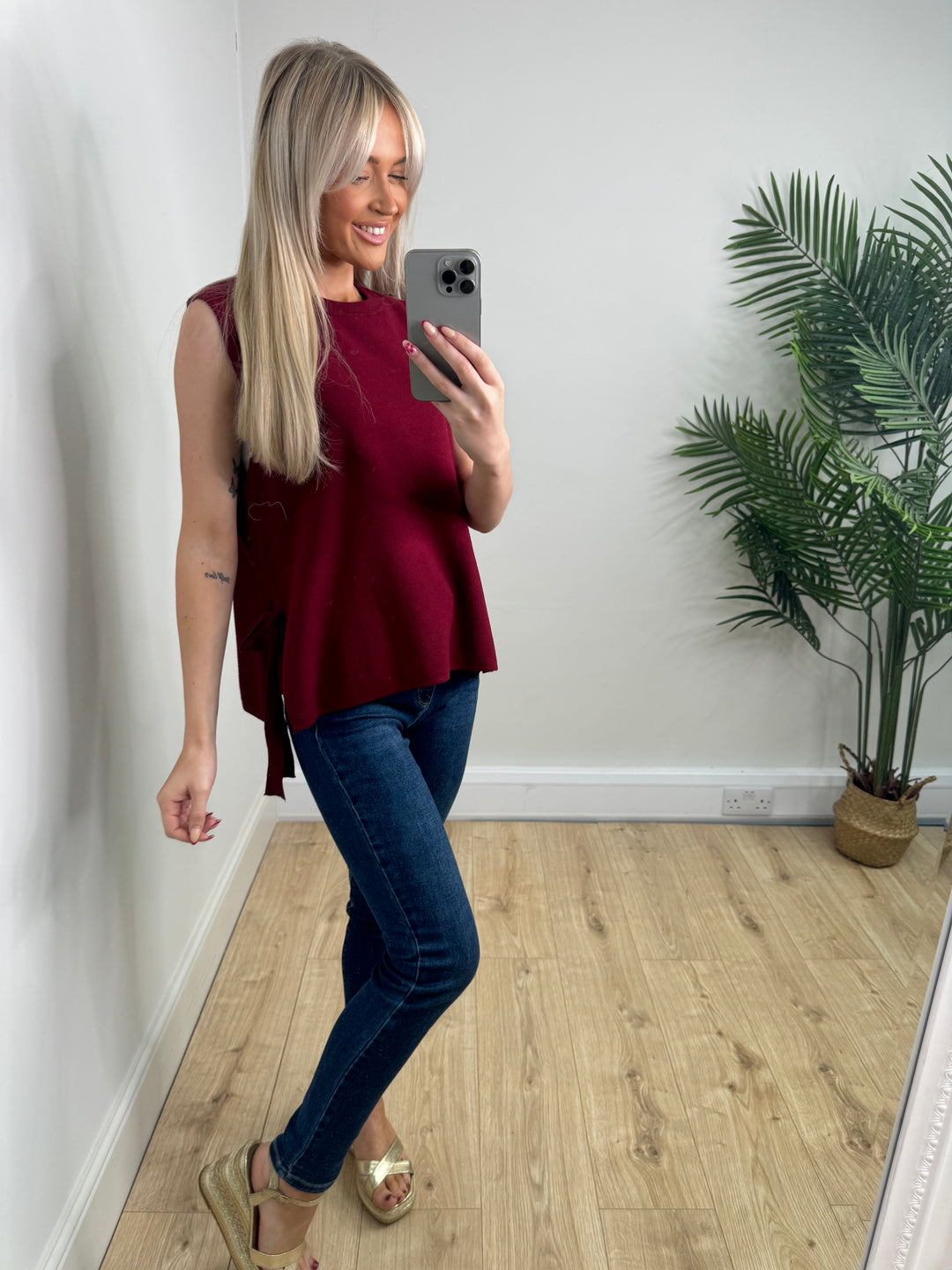 Nadine Tie Top - Burgundy