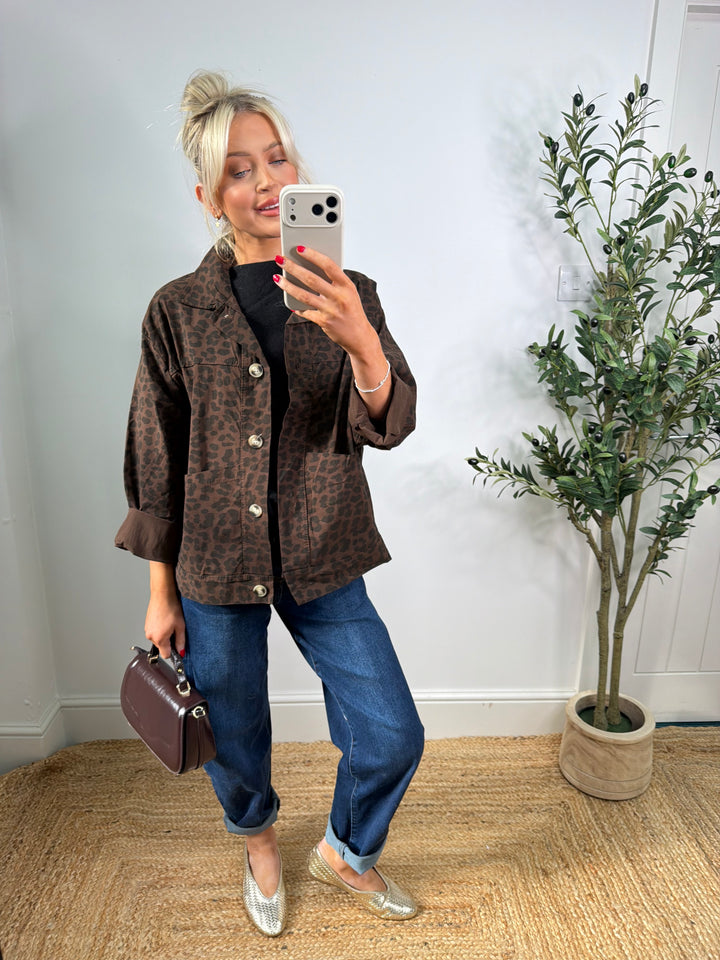 Lucie Leopard Magic Jacket - Chocolate