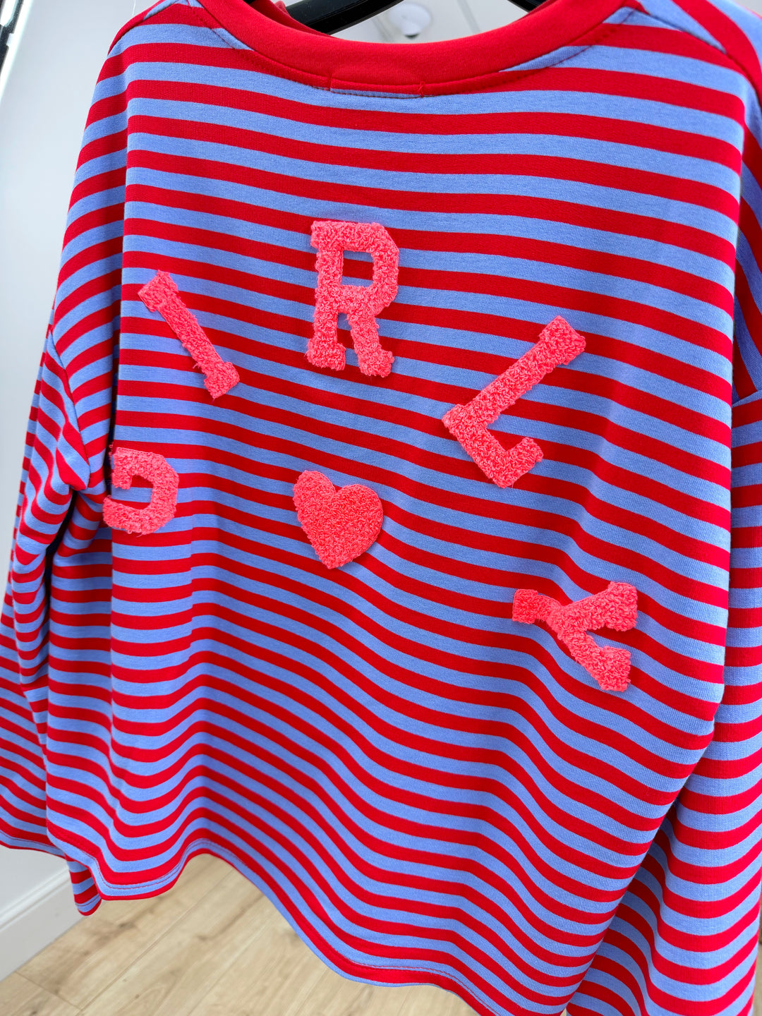 Girly Slogan Sweatshirt - Red & Blue