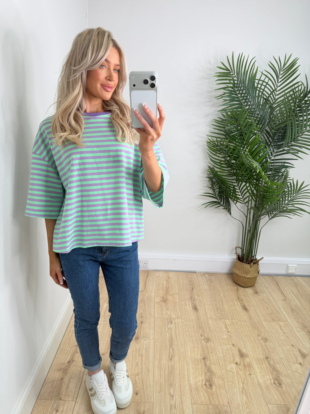 Stripe Tee - Lilac & Mint