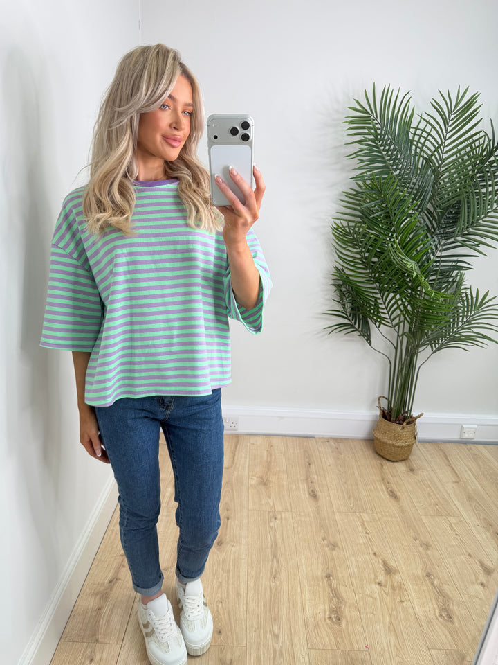 Stripe Tee - Lilac & Mint