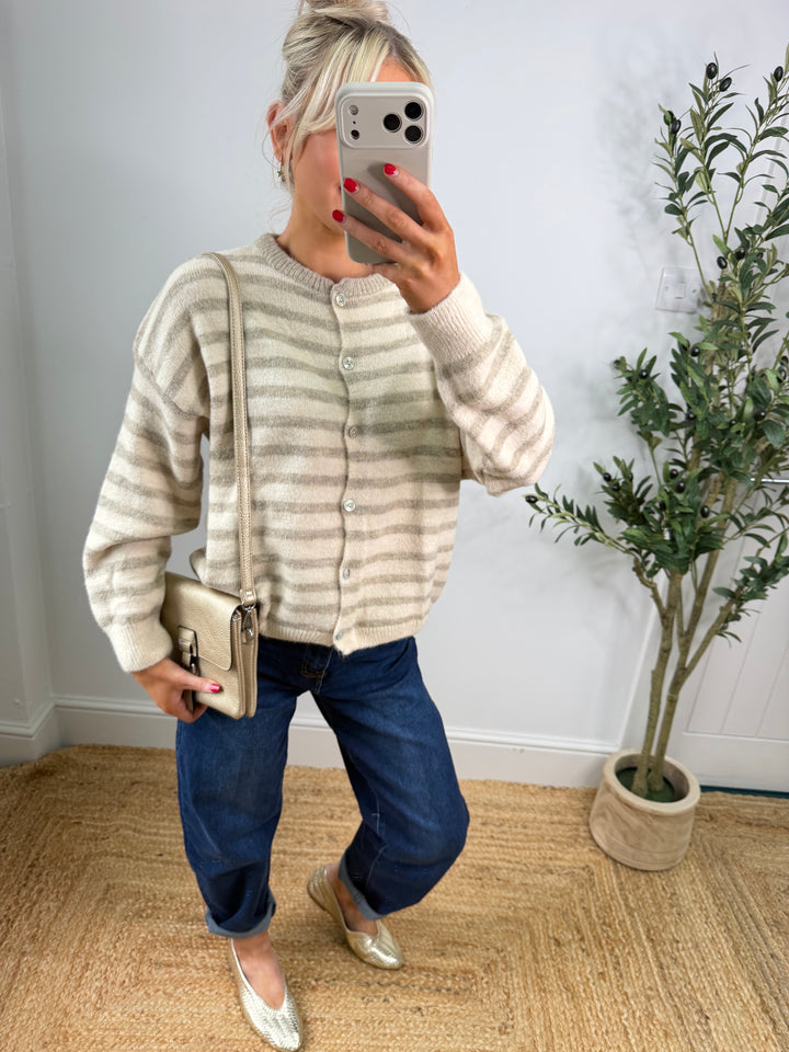 Kassia Cardigan -  Stripe Long Sleeve