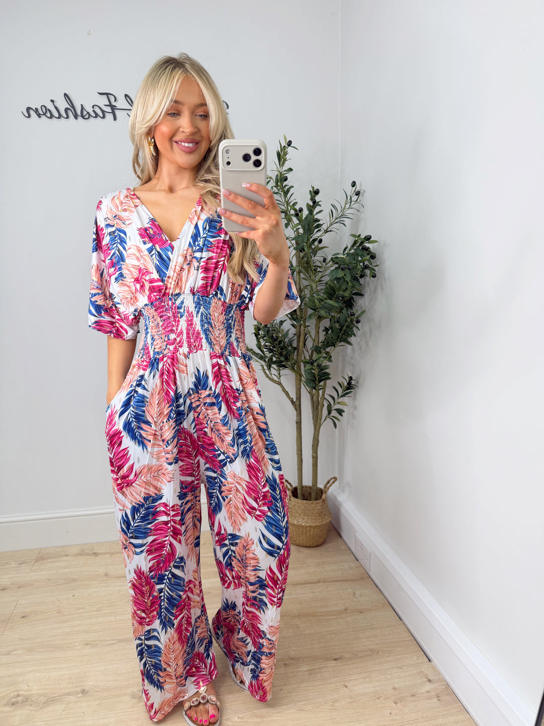 Emilia Jumpsuit - Pink Palm