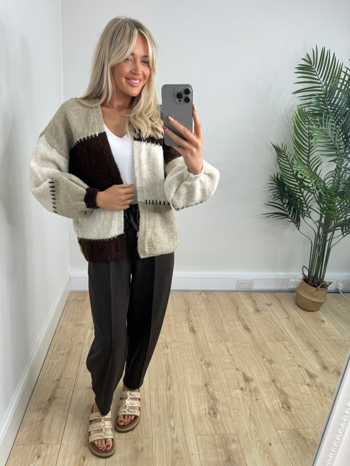 Patchwork Cardigan - Chocolate