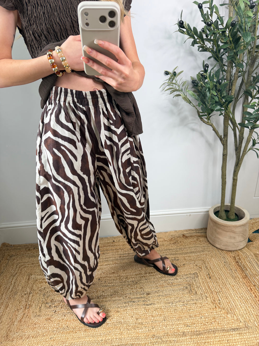 Zebra Balloon Trousers - Chocolate