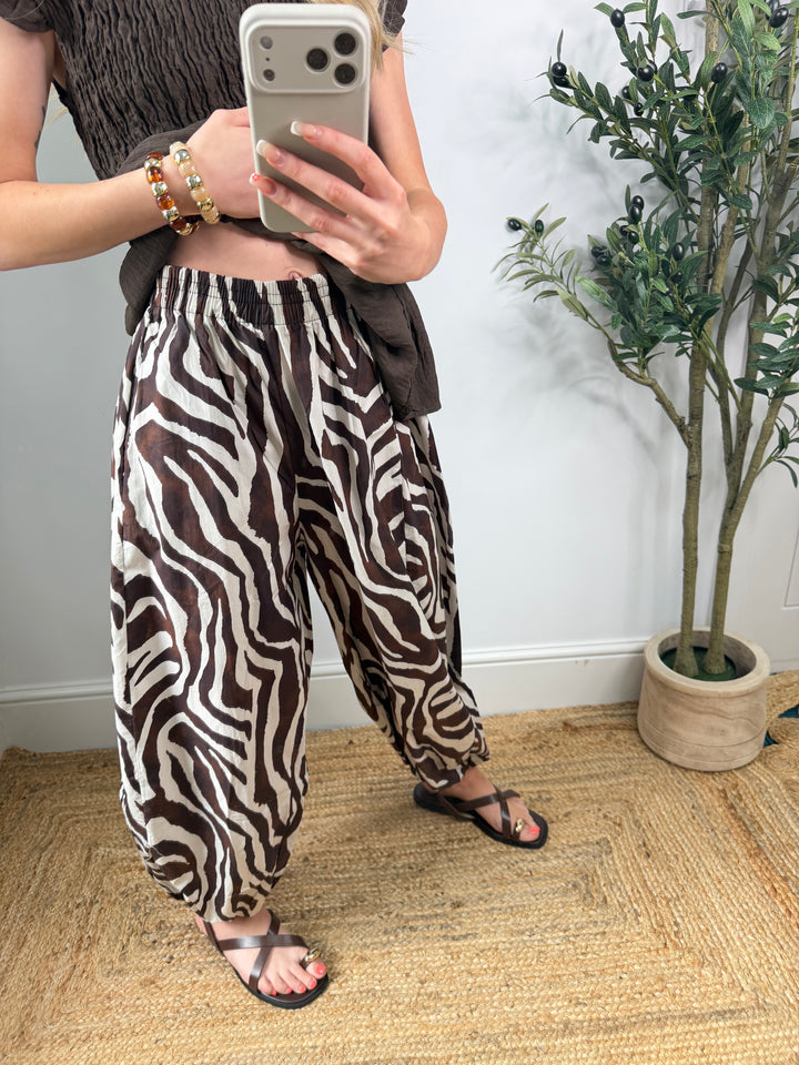 Zebra Balloon Trousers - Chocolate