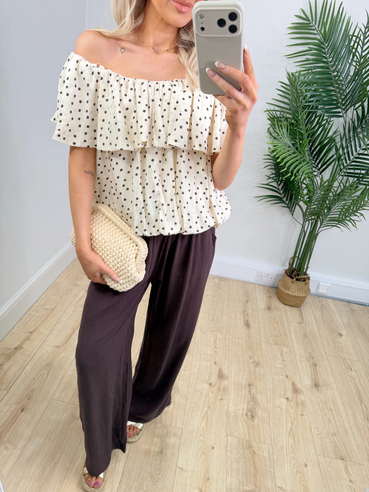 Dolly Polka Dot Top - Cream