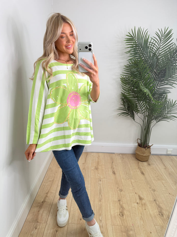 Summer Flower Knit - Lime