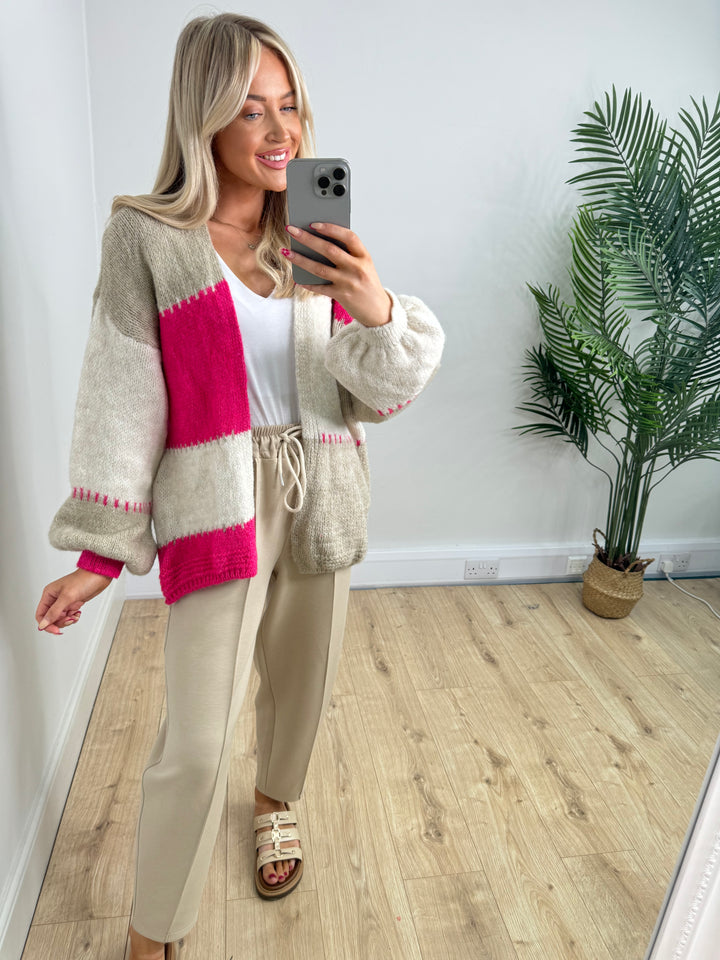 Patchwork Cardigan - Pink
