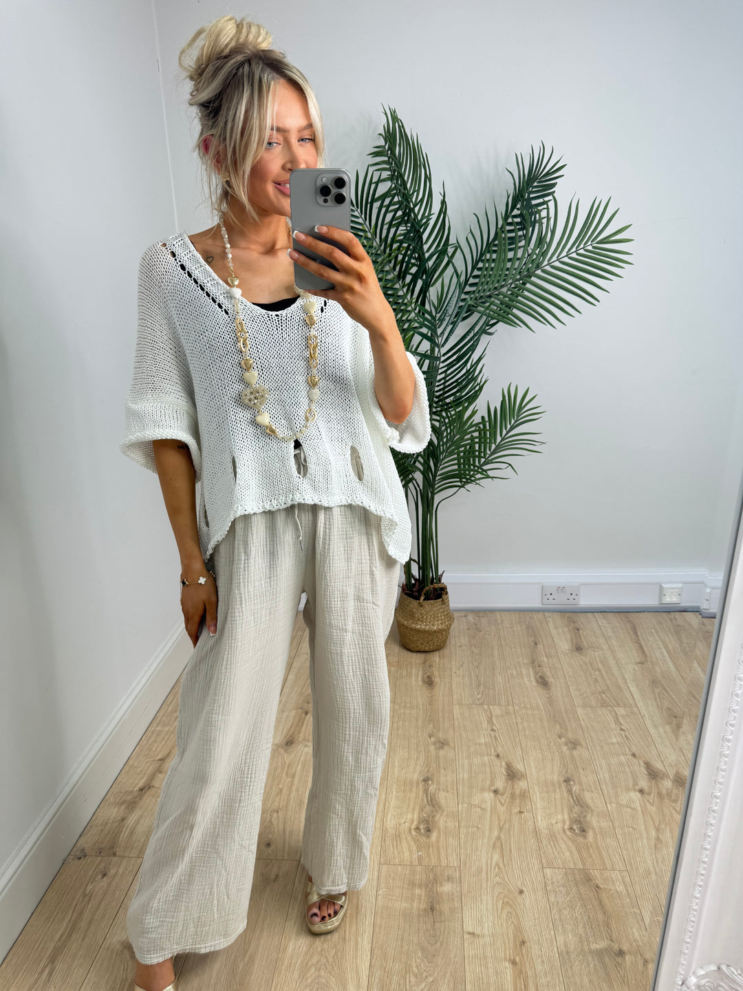 Erin Cheesecloth Trousers - Beige