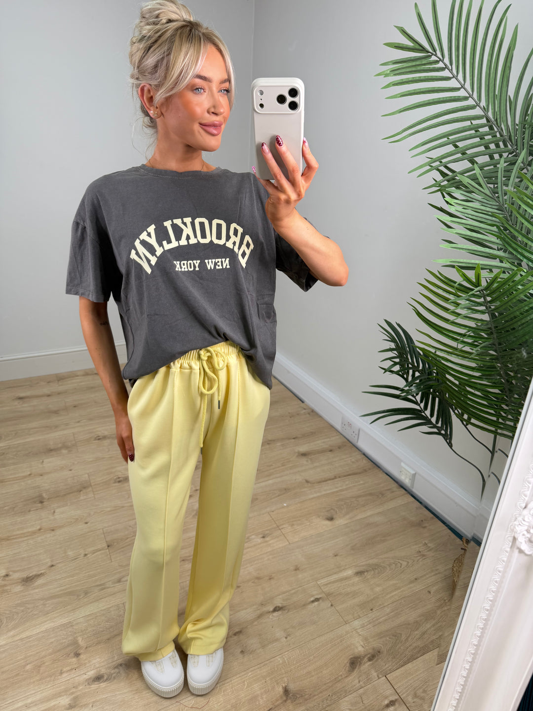 Brooklyn Tshirt - Charcoal & Lemon