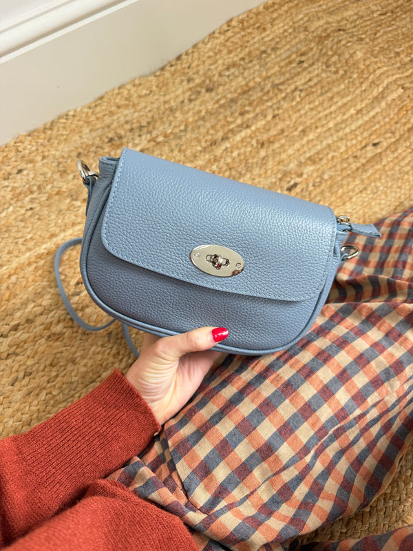 Classic Saddle Bag - Italian Real Leather Denim