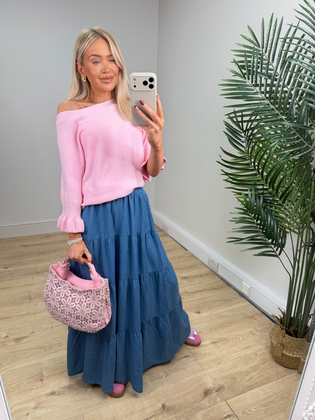 Chambray Skirt - Dark Wash