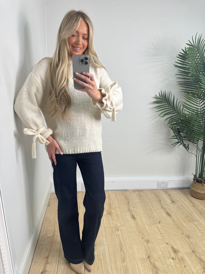 Bow Sleeve Knit - Cream