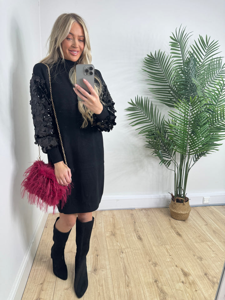 Jingle Jumper Dress - Black