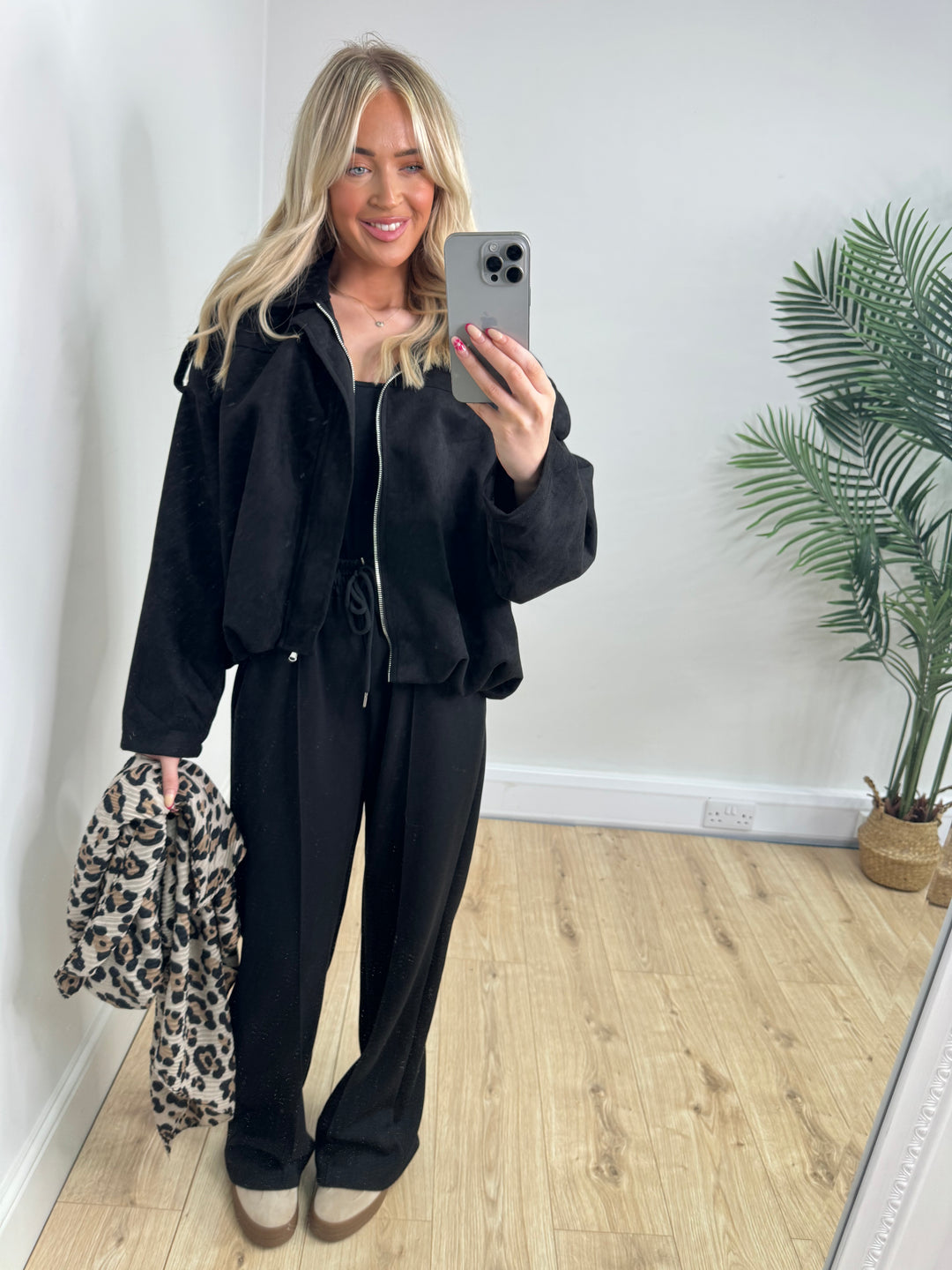 Brianna Suede Bomber - Black