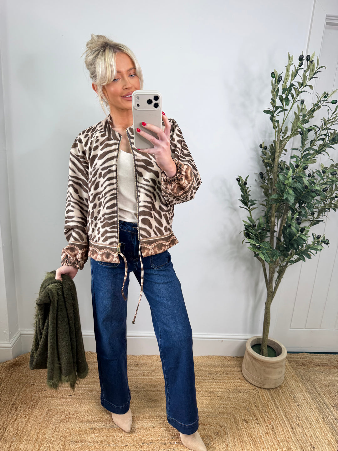 Susie Suede Bomber - Khaki