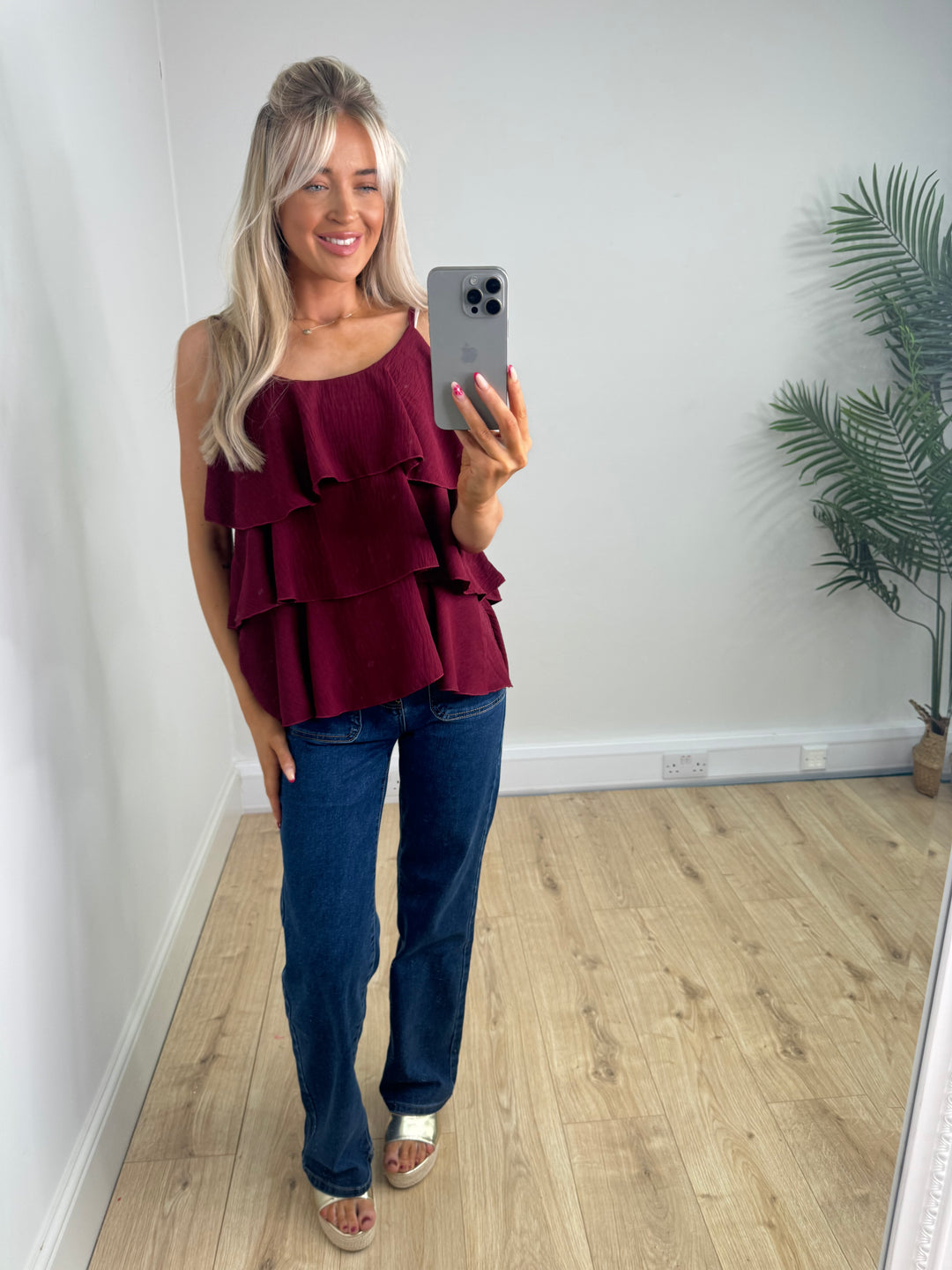 Ruffle Cami - Burgundy