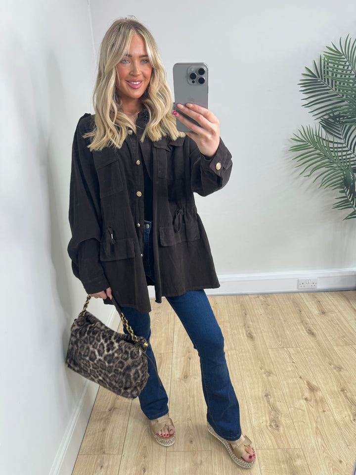 Millie Military Jacket - Choc