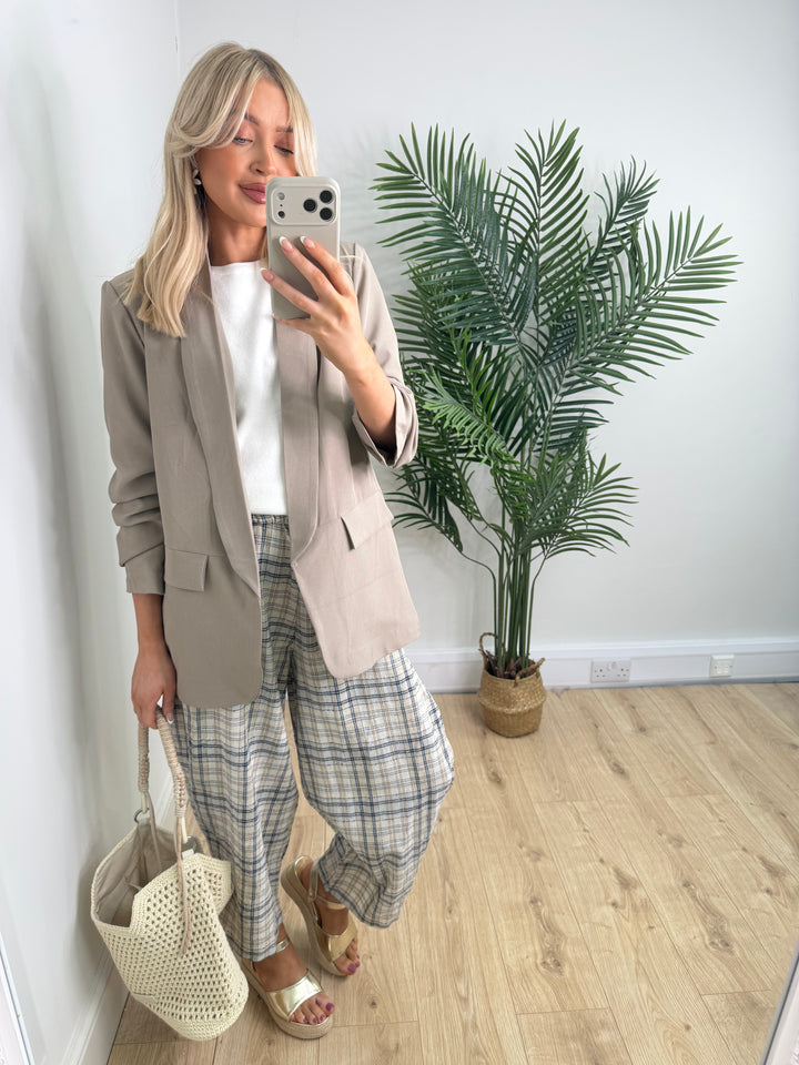 Ruched Blazer - Mocha