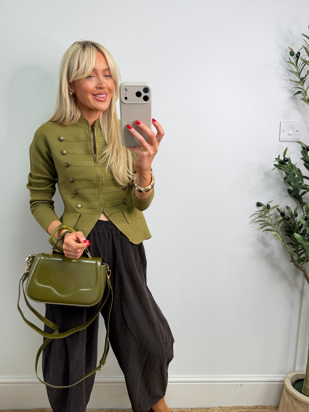 Kizzy Military Knit Top - Lime PREORDER