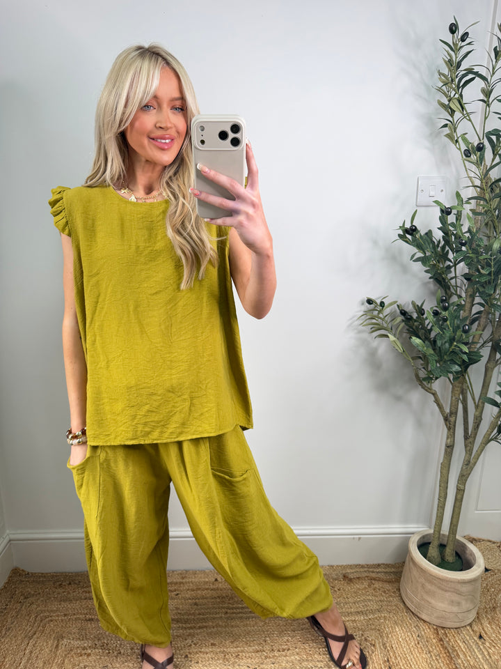 Button Back Top - Lime