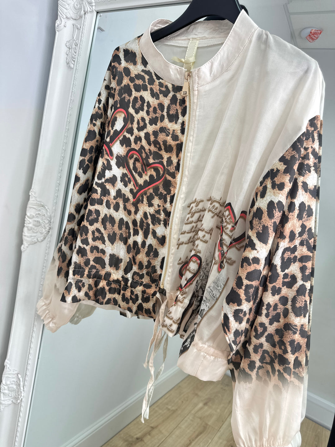 Heart Leopard Bomber - Cream