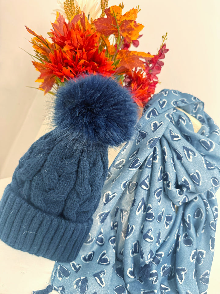 Luxe Pom Pom Hat - Navy