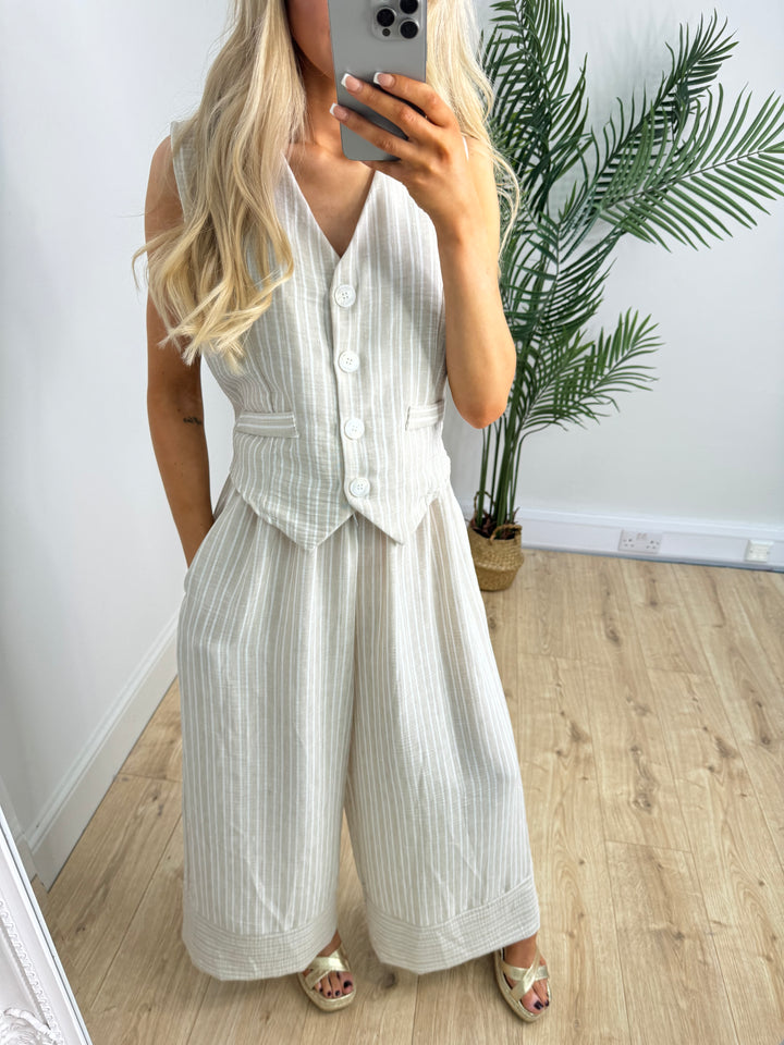 Olsen Stripe Trousers - Beige