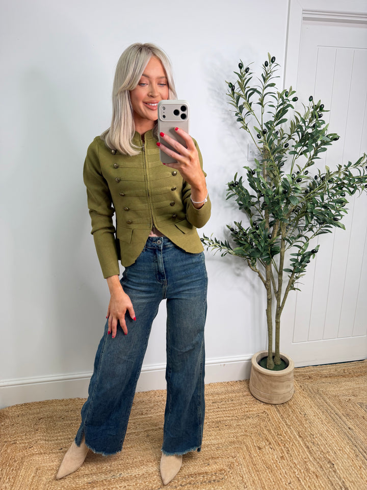 Kizzy Military Knit Top - Lime