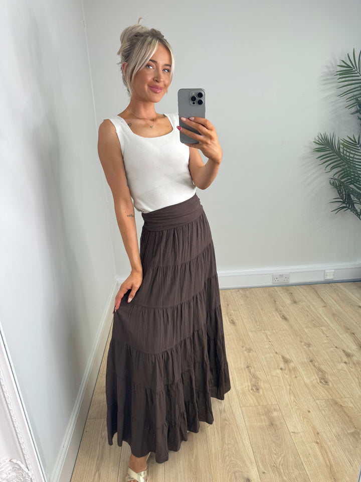 Indiah Tierred Skirt - Chocolate
