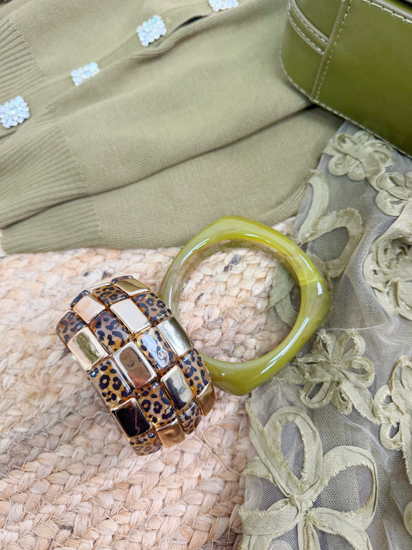 Leopard & Gold Stretch Bracelet
