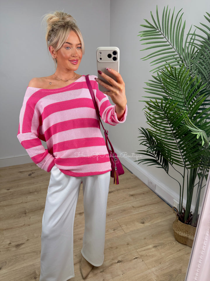 Chloe Crochet Top - Pink & Red