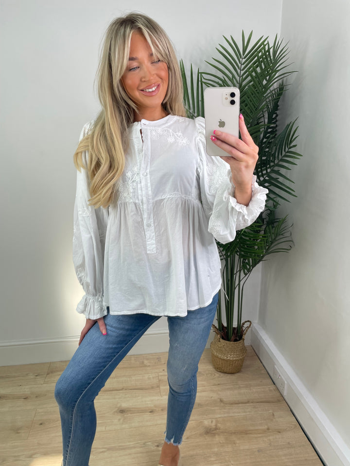 Harriet Embroidered Shirt - White
