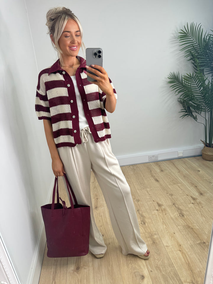Mindy Crochet Shirt - Burgundy