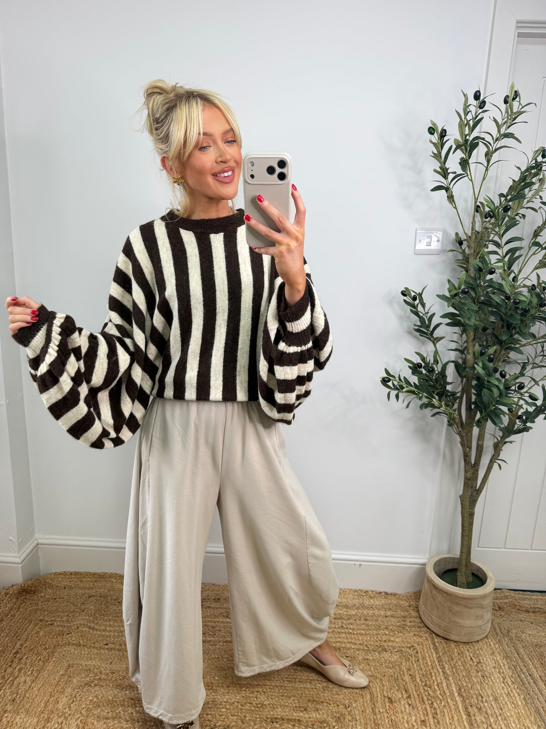 Kitty Stripe Knit - Chocolate & Cream