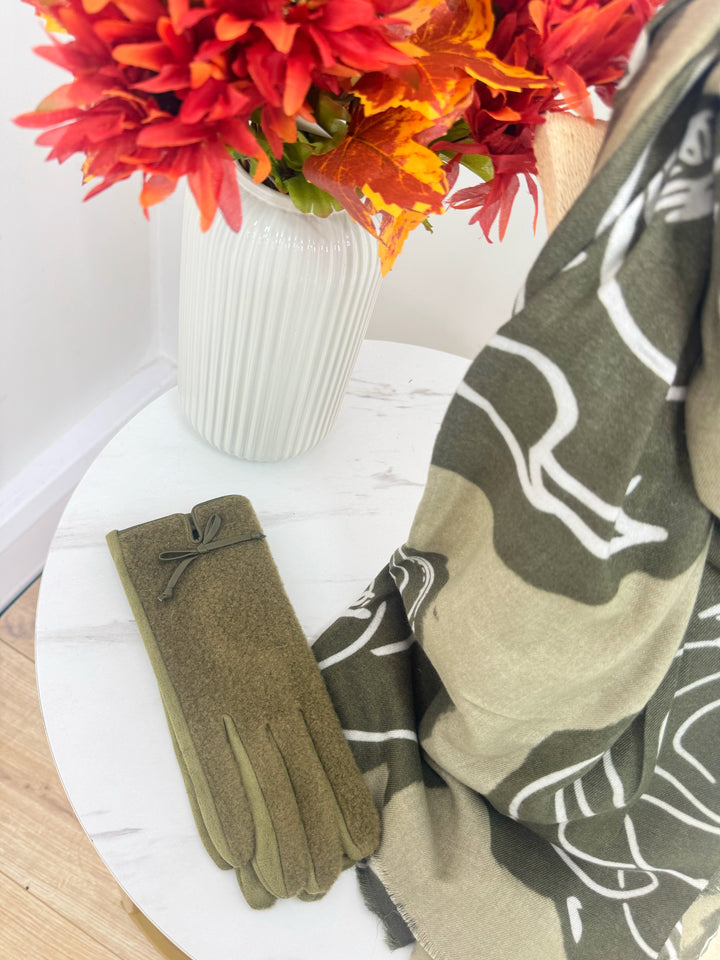 Bow Gloves - Khaki
