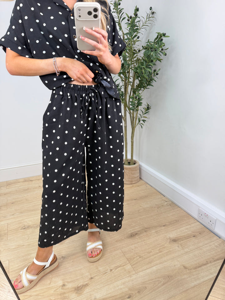 Polka Dot Culottes - Black